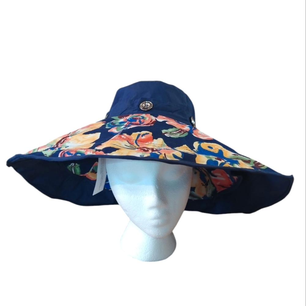 NWT Take A Shine To Convertible Beach Wide Brim Bucket Floral Hat